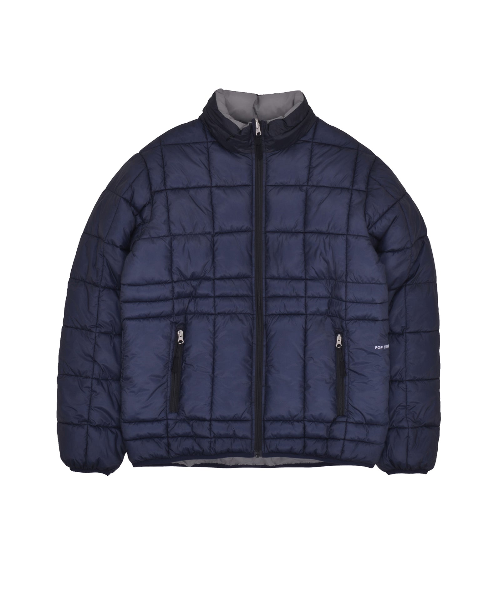 Pop Trading Company - Pop Trading Co - Quilted Reversible Puffer Jacket - Navy/Drizzle