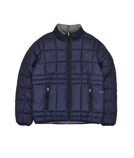 Pop Trading Co - Quilted Reversible Puffer Jacket - Navy/Drizzle