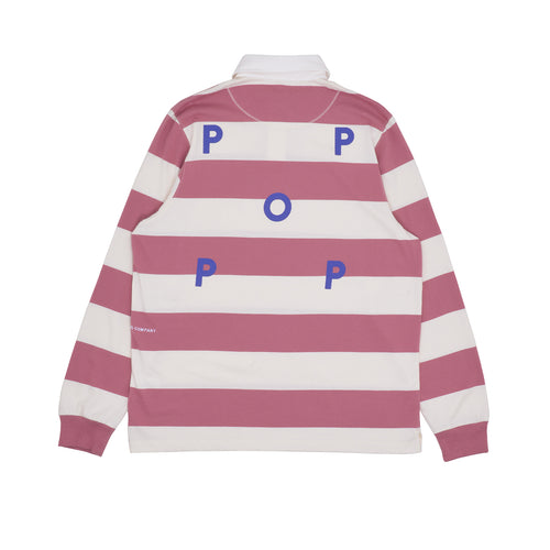 Pop Trading Co - Striped Rugby Polo - Mesa Rose