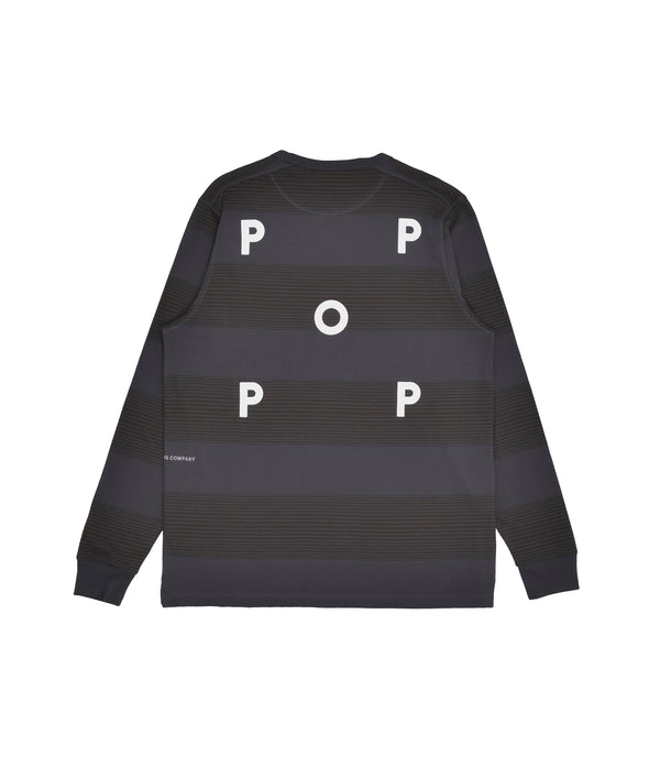 Pop Trading Company - Pop Trading Co - Striped Logo Long Sleeve Tee - Charcoal/Delicioso