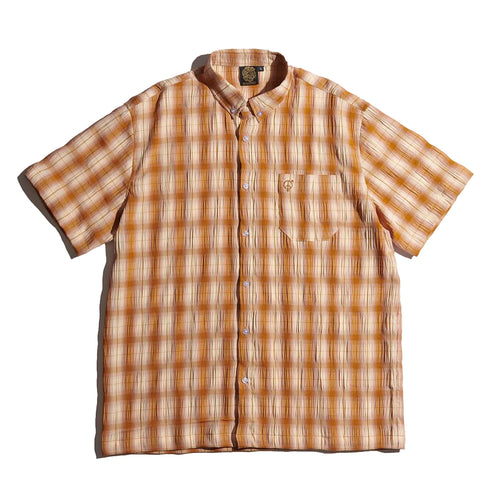 Sex Hippies - Seersucker Short Sleeved Shirt - Brown
