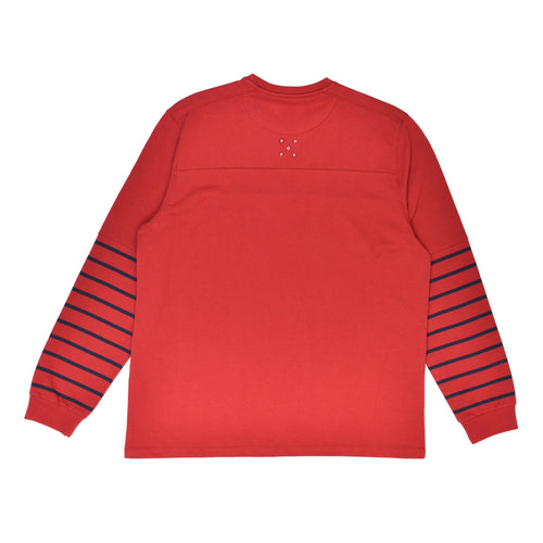 Pop Trading Co - Striped Logo Long Sleeve Tee - Rio Red