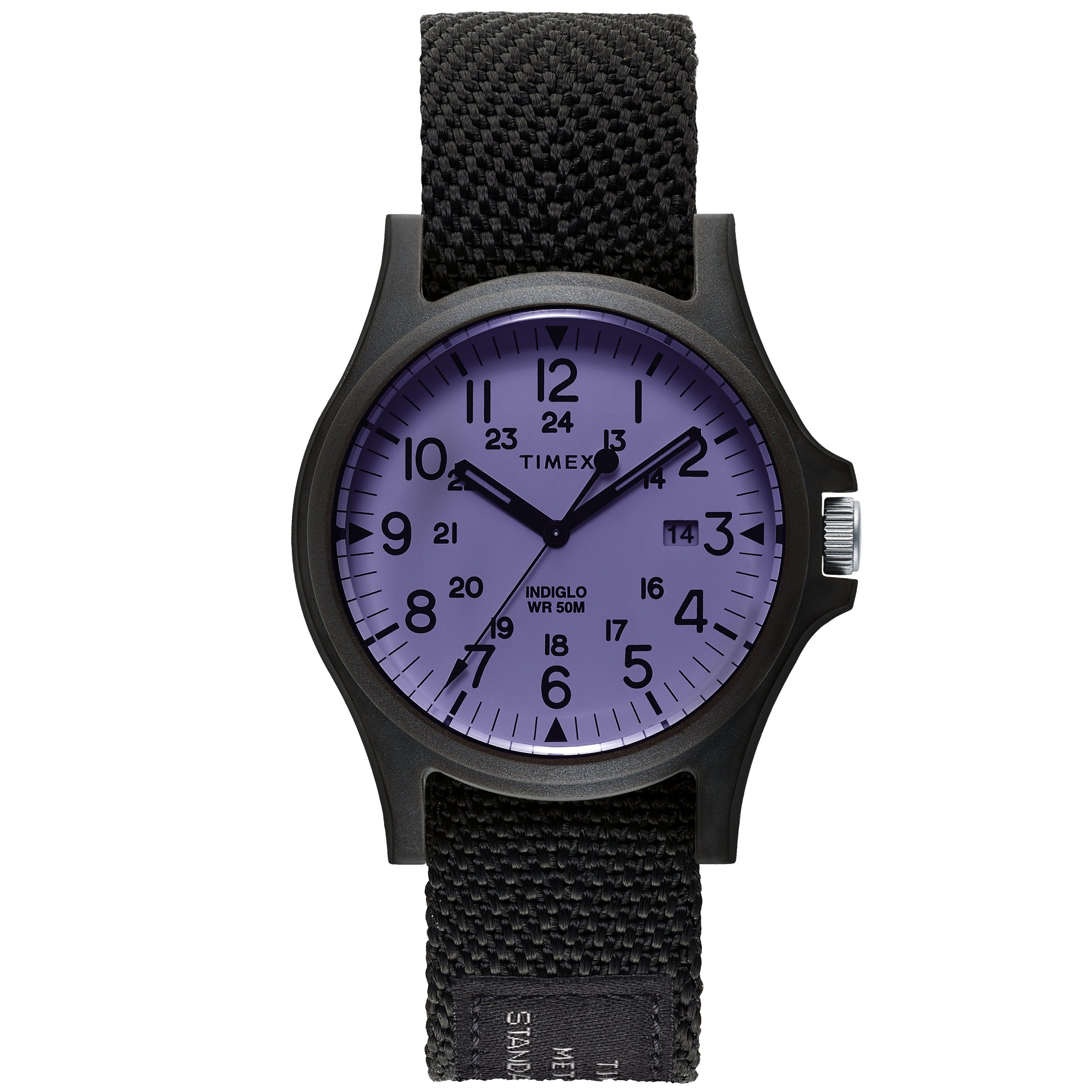 Timex - Timex Acadia 40mm Fabric Strap Watch - Black / Purple