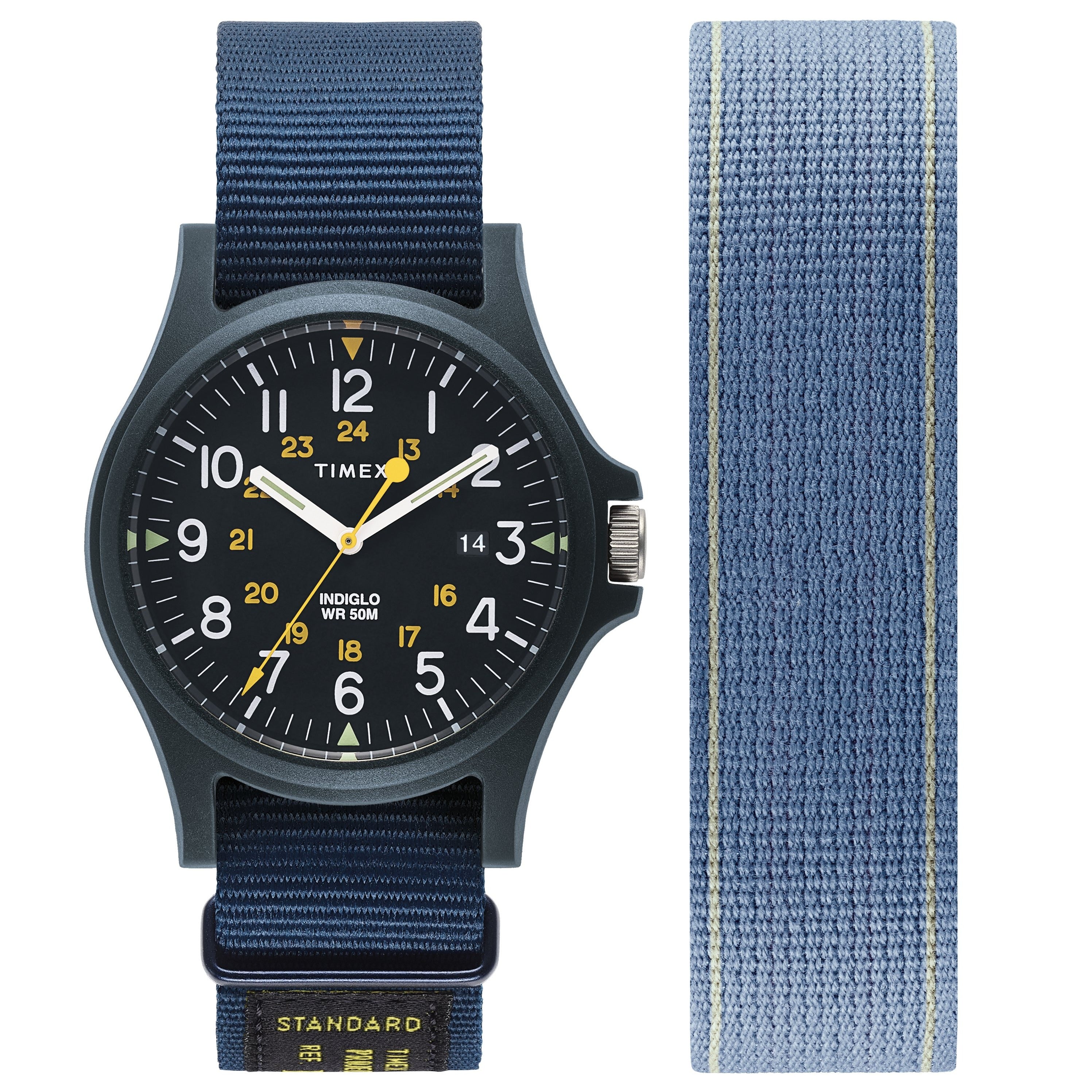 Timex - Timex Acadia 40mm Military Grosgrain Strap Watch - Navy