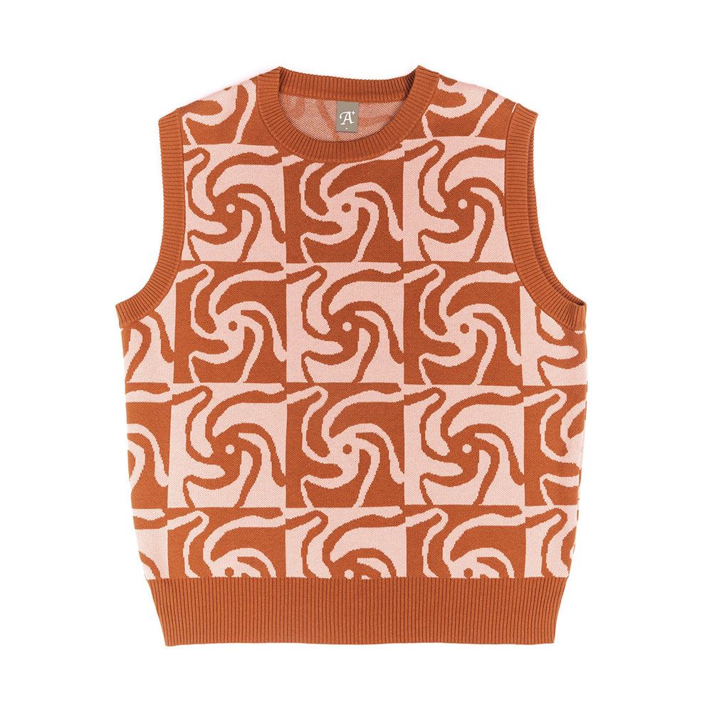 P.A.M (Perks & Mini) - P.A.M - Pinwheel Knitted Vest - Tan / Pink