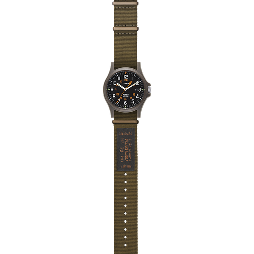 Timex Acadia 40mm Military Grosgrain Strap Watch - Green