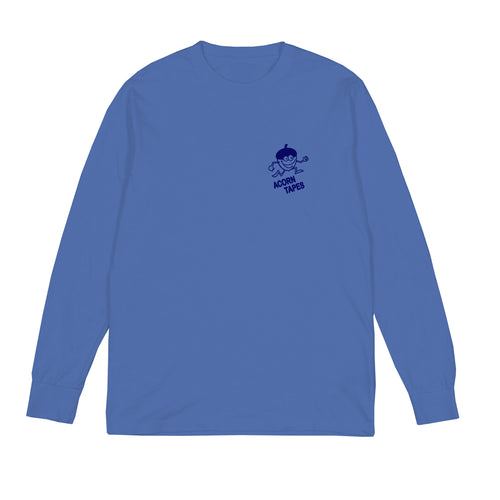 Acorn Tapes - Running Man Long Sleeve T Shirt - Blue