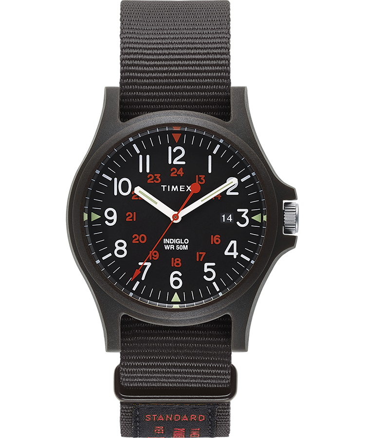 Timex - Timex Acadia 40mm Military Grosgrain Strap Watch - Black