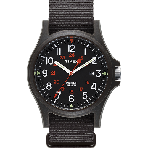 Timex Acadia 40mm Military Grosgrain Strap Watch - Black