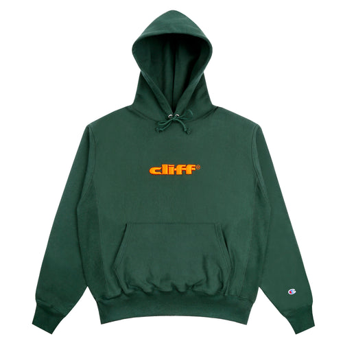 Cliff - Heavy Logo Reverse Weave Hooded Sweatshirt - Green
