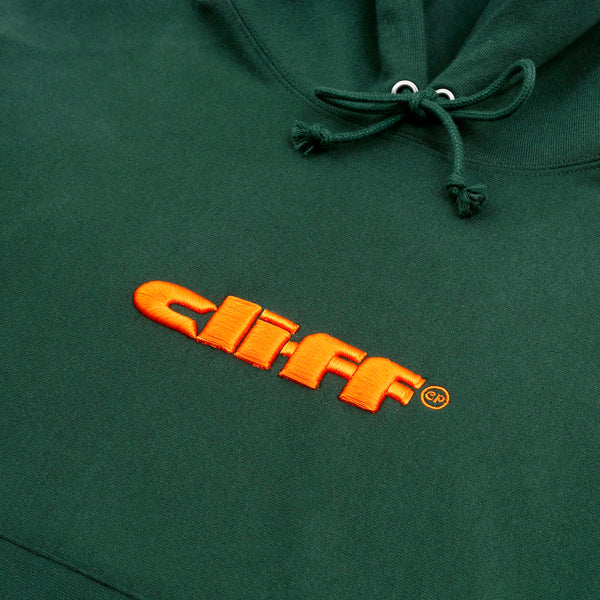 Cliff - Cliff - Heavy Logo Reverse Weave Hooded Sweatshirt - Green