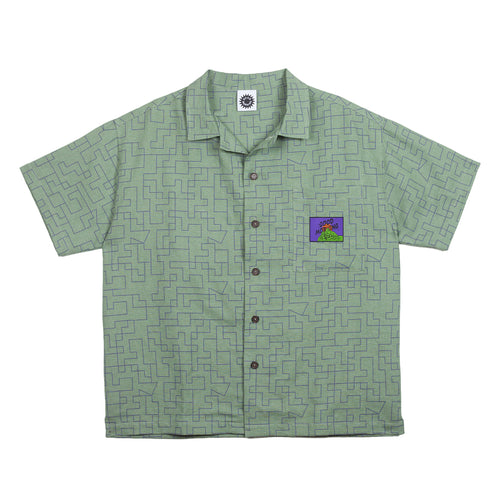 Good Morning Tapes - Mind Maps Short Sleeve Linen Shirt - Green