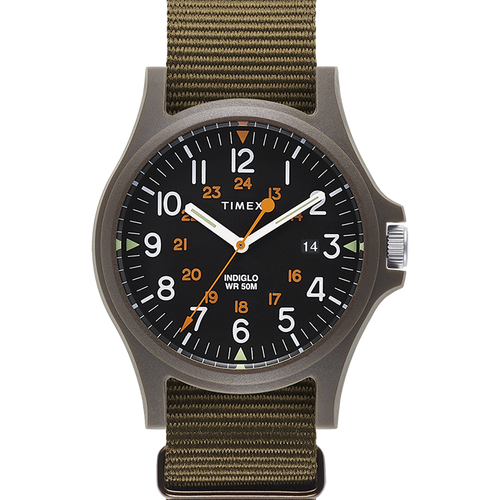 Timex Acadia 40mm Military Grosgrain Strap Watch - Green