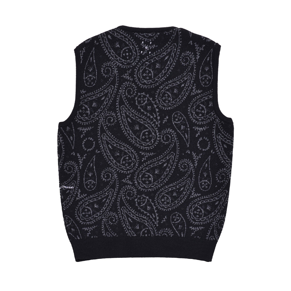 Pop Trading Company - Pop Trading Co - Pop Paisley Knitted Spencer Vest - Anthracite