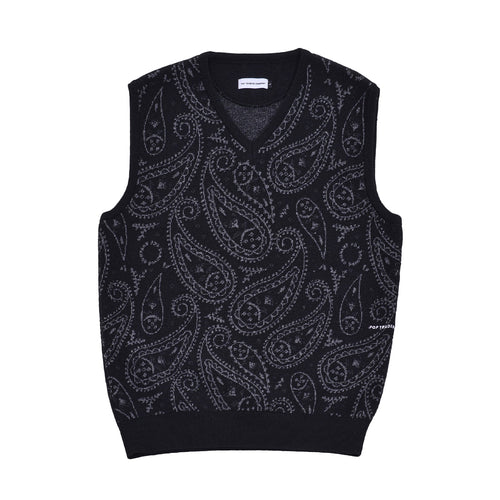 Pop Trading Co - Pop Paisley Knitted Spencer Vest - Anthracite