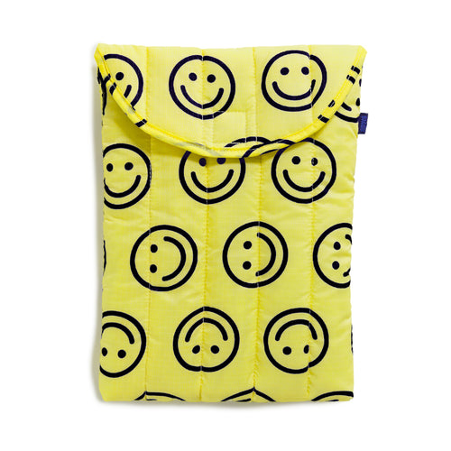 Baggu - 13" Puffy Laptop Sleeve - Yellow Smile